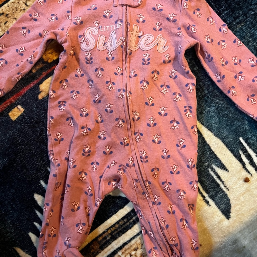 Carter's Pink Floral Little Sister Footie